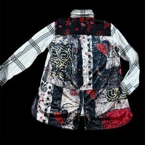 John Mark Plaid Long Sleeve Shirt w/ super cool back, size S, oversized